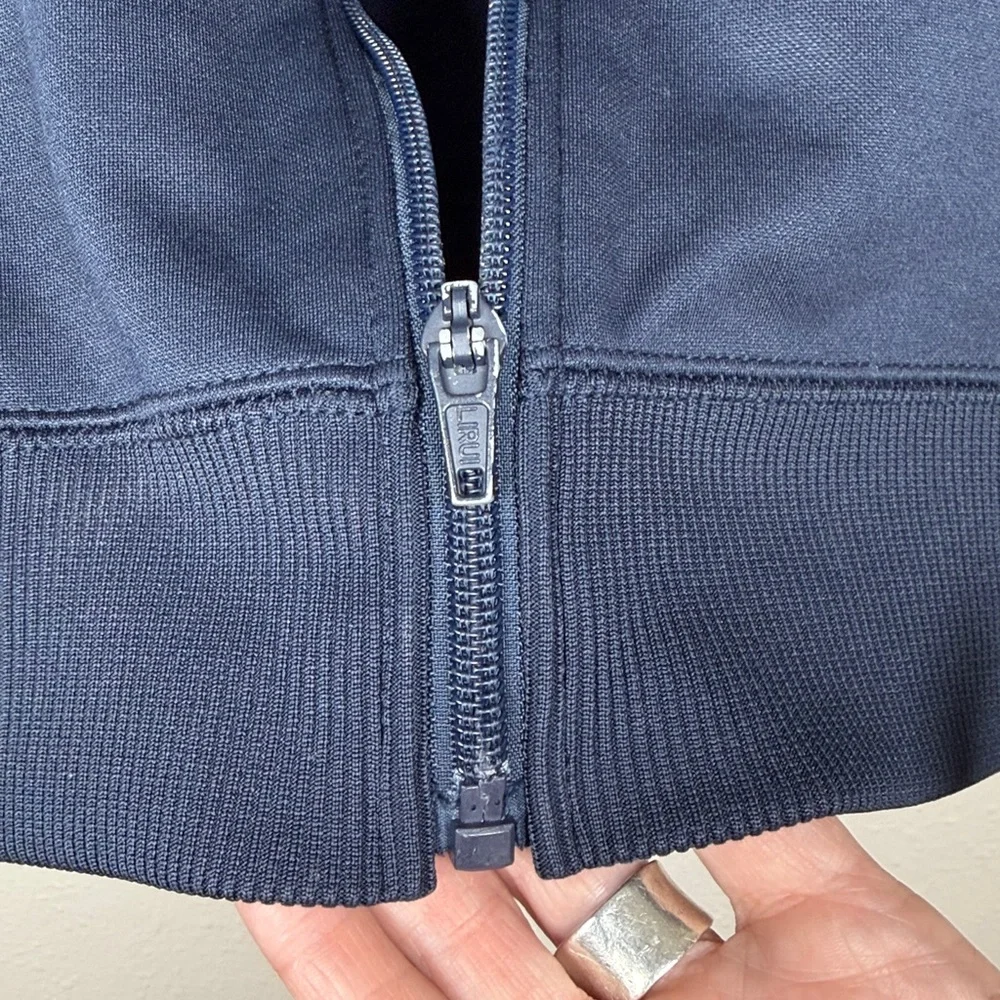 Abercrombie & Fitch Track‎ Jacket Spellout Womens M Navy Full Zip Athletic Read